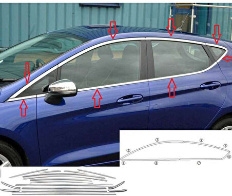 Ford Fiesta Uyumlu 2009 2017 Cam Çıtası Krom 