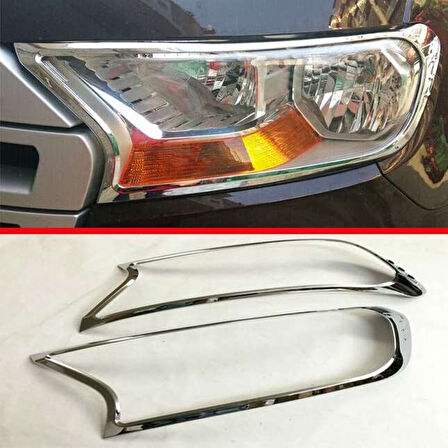 Ford Ranger Uyumlu 2016 2018 Ön Far Kaplama ABS(Plastik) Krom