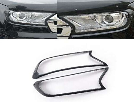 Ford Ranger Uyumlu 2016 2018 Ön Far Kaplama ABS(Plastik) Siyah