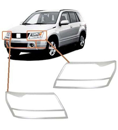 Suzuki Grand Uyumlu Vitara 2007 2012 Ön Far Kaplama Abs (Plastik)