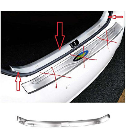 Toyota Corolla Uyumlu 2013 2018 Arka Tampon Eşiği Krom