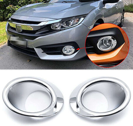 Honda Civic Uyumlu 2016 Sonrası Sis Lambası Oval Kaplama Krom