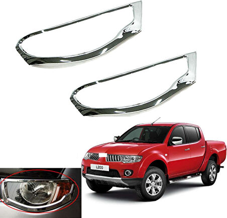 Mitsubishi L200 Uyumlu 2006 2014 Ön Far Kaplama ABS (Plastik) Krom