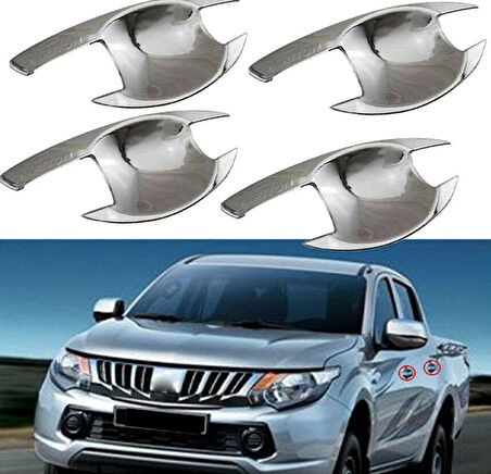 Mitsubishi L200 Uyumlu 2015 2018 Dış Kapı Kolu İç Kaplama ABS (Plastik) Krom