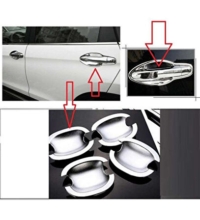 Hyundai Tucson Uyumlu 2004 2014 Dış Kapı Kolu İç Kaplama Abs (Plastik) Krom