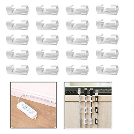 Microcase Yapışkanlı  Kablo Sabitleyici Düzenleyici Çok Amaçlı Kablo Toparlayıcı Klips Set - AL4551 20 Adet