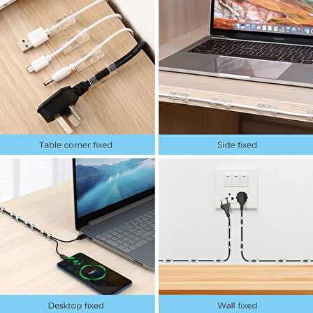 Microcase Yapışkanlı  Kablo Sabitleyici Düzenleyici Çok Amaçlı Kablo Toparlayıcı Klips Set - ŞEFFAF AL4551 20 Adet