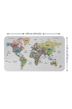 LilaFil Türkçe Eğitici Ülke ve Başkent Detaylı Atlası Dünya Haritası Duvar Sticker 