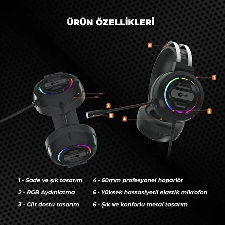 Lecoo HT401 Kulak Üstü USB2.0 RGB LED Aydınlatmalı Kablolu Gaming Kulaklık 