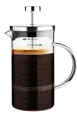 French Press Demlik Ölçü Kabı 3in1 Ürün Borosilikat Cam Frenchpress 300ml