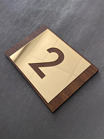 Lux Gold Aynalı Ceviz Mdf Serisi İç Mekan Apartman Daire Kapı Numarası