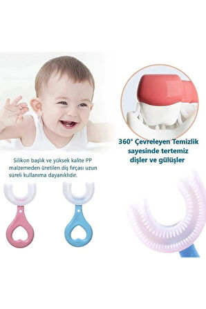 2 Adet U Şekilli Silikon Çocuk Diş Fırçası 0-6 Yaş Bebek Diş Fırçası Diş Temizleyici