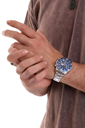 Premium Edition Ipc Kaplama Mavi&Gümüş Erkek Kol Saati