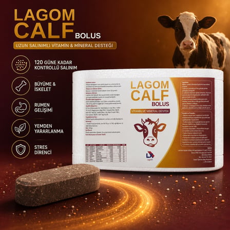 Lagom Calf Bolus Buzağı - Uzun Salınımlı Vitamin ve Minarel Desteği - 30 Adet 30 gr +5 Adet Bolus ve Plastik Yutturma Aparatı Hediyeli