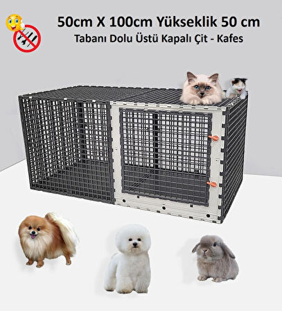 50cm X 100cm Yükseklik 50cm Tabanı Dolu Üstü Kapalı Köpek, Kedi Tavşan Çit ve Kafesi