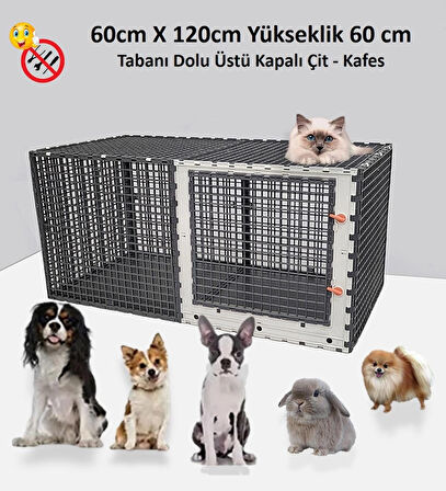 60cm X 120cm Yükseklik 60cm Tabanı Dolu Üstü Kapalı Köpek, Kedi Tavşan Çit ve Kafesi