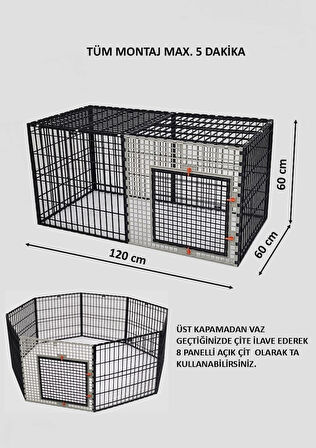 Leganest, 60cm X 60cm X 120cm Üst Kapalı Köpek, Kedi, Tavşan Eko, Çit, Kafes