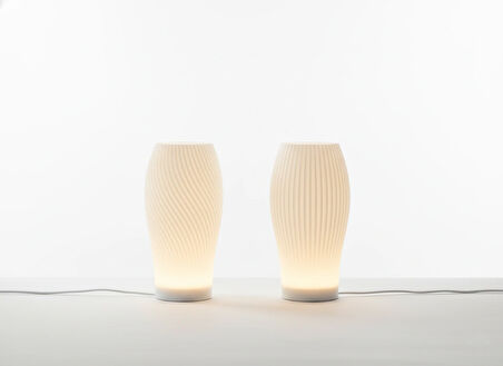 Luna Groove Serisi İkili Abajur - Dekoratif Aydınlatma - Gece Lambası - Masaüstü Lamba