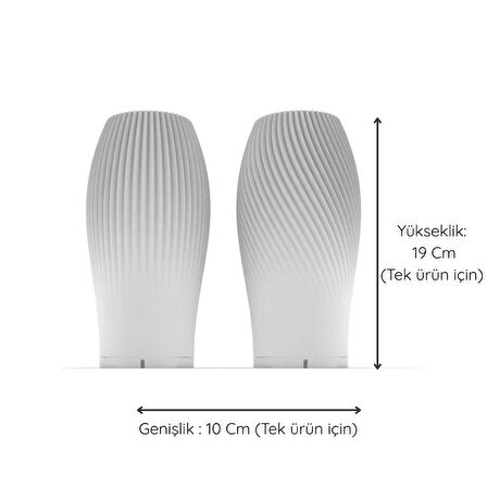 Luna Groove Serisi İkili Abajur - Dekoratif Aydınlatma - Gece Lambası - Masaüstü Lamba