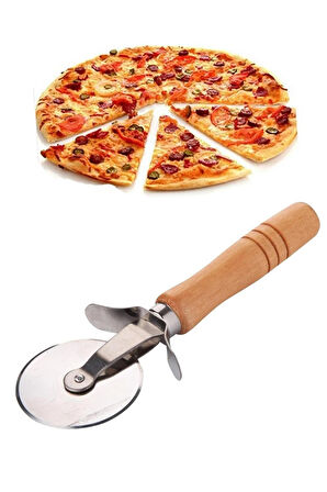 Ahşap Saplı Tek Çelik Bıçaklı Lüx Pizza Kesici