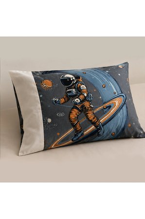 Astronot Uzay Desenli Tek Kişilik Nevresim 160x220, Lastikli Çarşaflı 120x200, Genç&Çocuk Nevresim Takımı