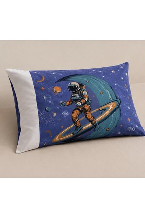 Astronot Uzay Desenli Tek Kişilik Nevresim 160x220, Lastikli Çarşaflı 120x200, Genç&Çocuk Nevresim Takımı