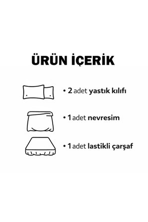 Tek Kişilik Nevresim Takımı 160x220cm | 2 Yastık Kılıfı | Lastikli Çarşaflı 120x200+30