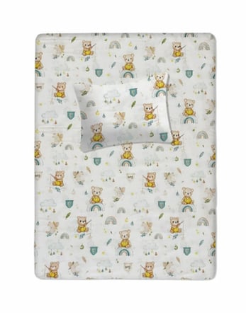 %100 Pamuklu Bebek Aparalı Çarşaf 115x150 + Bebek Yastık Kılıfı 35x45