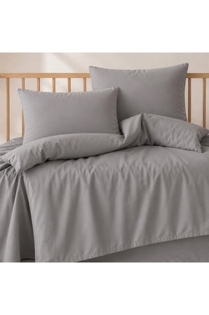 %100 Pamuklu Sertifikalı Bebek Nevresim Takımı 100x150 – Gri | 63 Tel Dokuma | Kutulu Gönderim