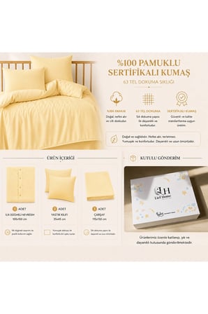 %100 Pamuklu Sertifikalı Bebek Nevresim Takımı 100x150 – Haki | 63 Tel Dokuma | Kutulu Gönderim