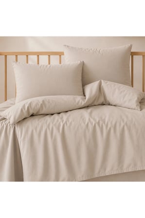 %100 Pamuklu Sertifikalı Bebek Nevresim Takımı 100x150 – Taş | 63 Tel Dokuma | Kutulu Gönderim