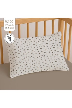 %100 Pamuklu Fermuarlı Bebek Yastık Kılıfı | 35x45 ( 2 Adet )