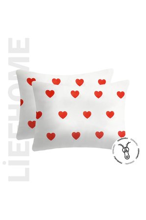 Ranforce Kumaşından Kalpli Gizli Fermuarlı Yastık Kılıfı 50X70 ( 2 Adet )