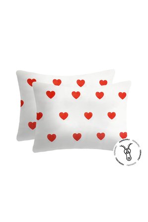Ranforce Kumaşından Kalpli Gizli Fermuarlı Yastık Kılıfı 50X70 ( 2 Adet )