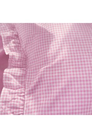 %100 Pamuklu Pembe Pötikareli Fırfır Detaylı Bebek Yastık Kılıfı | 35x45 ( 1 Adet )