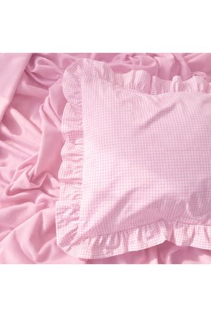 %100 Pamuklu Pembe Pötikareli Fırfır Detaylı Bebek Yastık Kılıfı | 35x45 ( 1 Adet )