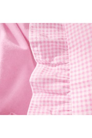 %100 Pamuklu Pembe Pötikareli Fırfır Detaylı Bebek Yastık Kılıfı | 35x45 ( 1 Adet )