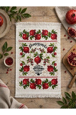 %100 Pamuk Saçaklı Dijital Baskı El&Yüz Havlusu 40x60 cm–Yumuşak Doku,Yüksek Su Emici Mutfak Havlusu