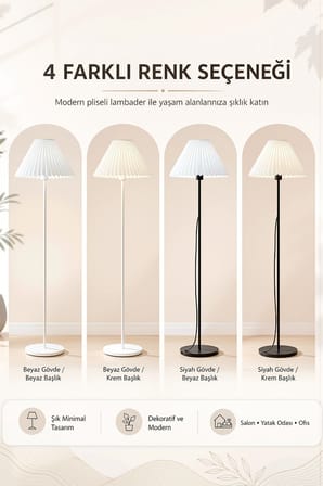 Lora Metal Lambader 150 cm Tek Ayaklı Umbrella Krem Kırma Kumaş Başlık Abajur LAM04