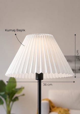 Kırma Lambader Başlığı Pileli Umbrella Kumaş Başlık Çap 36 cm LAM11