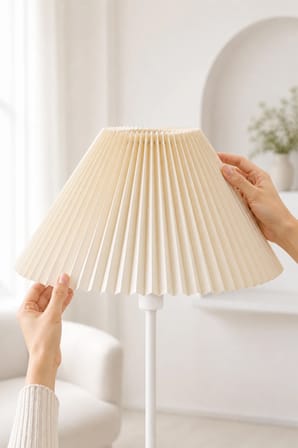 Umbrella Pileli Lambader Başlığı Kısa Kırma İthal Krem Çap 36 cm LAM12