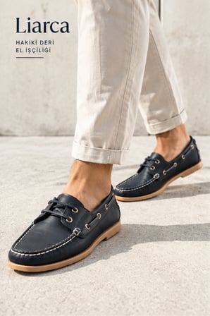 Marin Boat Shoe, %100 Hakiki Deri Siyah Bej Kauçuk Taban Erkek Boat Shoe Mokasen Laofer Casual Aaya