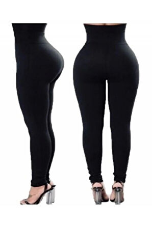 Kadın Siyah Yüksek Bel Tayt