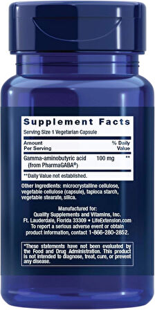 Life Extension GABA Stress Support Mood Support Sleep Relaxation 60 Caps