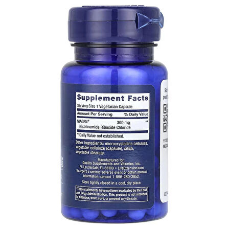 Life Extension NAD+ Niagen Cell Regenerator Brain & Cognitive 300 mg 30 Vegetarian Caps