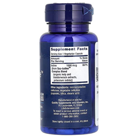 Life Extension Sea-Iodine İyot Organic Kelp Greens & Superfoods 1,000 mcg 60 Vegetarian Caps
