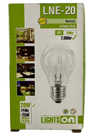 Lightson 20W (25W) Sarı Işık E27 Duylu Eski Tip Halojen Ampul