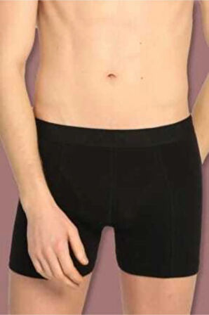 Erkek 2'li Paket Siyah Elastan Likralı Boxer