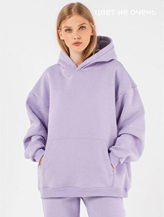 LİLA 3 İPLİK KISLIK KALIN KAPŞONLU SWEATSHİRT UNİSEX KALIN
