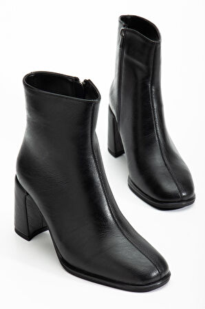 Suins Lilya Model Premium Model Kadın Kahve Siyah Bot 7 Cm Topuk Yüksekliği 